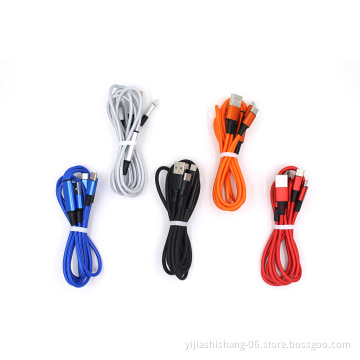 High Quality Nylon Braid Usb Charger Cable 2A 3 in 1 Multi USB Cable for iPhone 6 7 8 X XR MAX